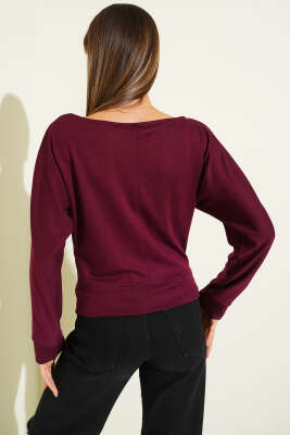 Geniş Yaka Loyşa Bluz Mürdüm - Kadın Giyim Modelleri