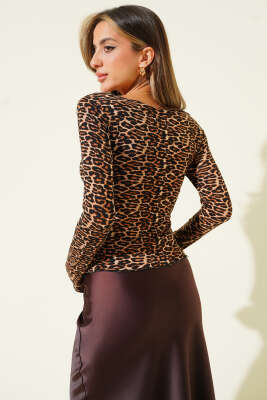 Geniş Yaka Uzun Kol Body Leopar - Kadın Giyim Modelleri