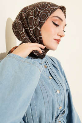 Geometri Desen Flamu Cotton Eşarp Gri - SİNEM EŞARP