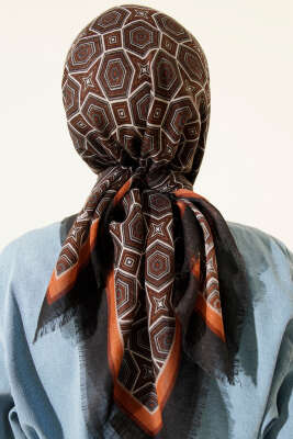 Geometri Desen Flamu Cotton Eşarp Gri - Günün Seçilenleri