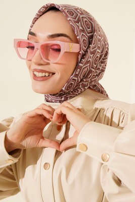 Geometri Desen Flamu Cotton Eşarp Lila - Günün Seçilenleri