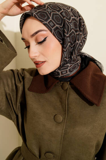 Geometri Desen Flamu Cotton Eşarp Siyah Gri - Günün Seçilenleri