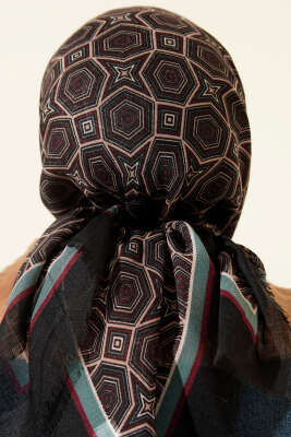 Geometri Desen Flamu Cotton Eşarp Siyah - Günün Seçilenleri