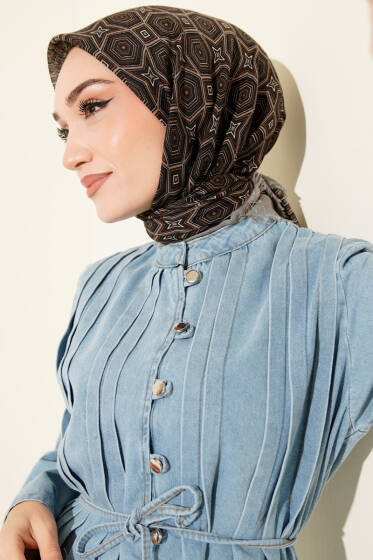 Geometri Desen Flamu Cotton Eşarp Siyah Taba - Günün Seçilenleri