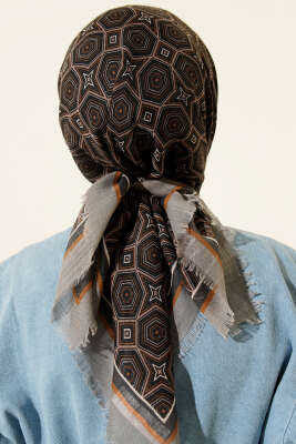 Geometri Desen Flamu Cotton Eşarp Siyah Taba - Günün Seçilenleri