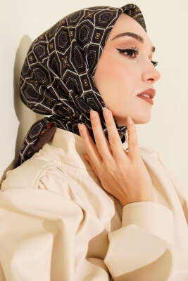 Geometri Desen Flamu Cotton Eşarp Vizon - Günün Seçilenleri