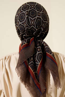 Geometri Desen Flamu Cotton Eşarp Vizon - Günün Seçilenleri