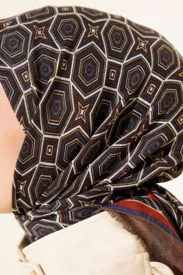 Geometri Desen Flamu Cotton Eşarp Vizon - Günün Seçilenleri