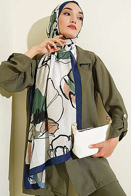 Geometrik Çiçekli Şal Parlement - Başörtüsü