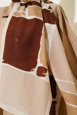 Geometrik Desenli Soft Şal Latte - Başörtüsü