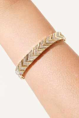 Geometrik Desenli Zirkon Taşlı Modern Bileklik Gold - Bileklik