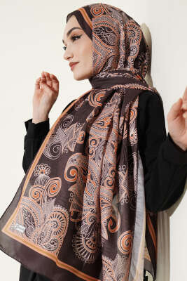 Geometrik Paisley Desen Şal Acı Kahve - Yılın Fırsatı