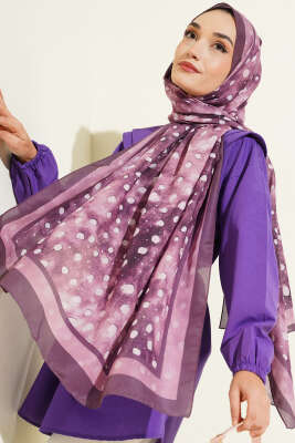 Geyik Desen Lina Şal Bordo 