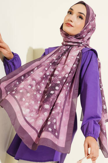 Geyik Desen Lina Şal Bordo - Başörtüsü