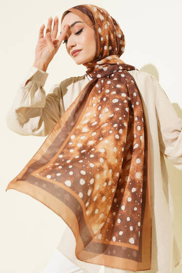 Geyik Desen Lina Şal Hardal - Başörtüsü