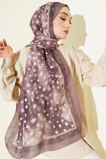 Geyik Desen Lina Şal Kahve - Başörtüsü