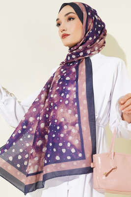 Geyik Desen Lina Şal Lacivert 