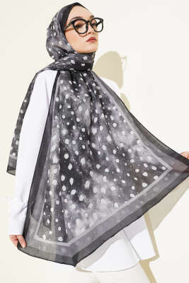 Geyik Desen Lina Şal Siyah 