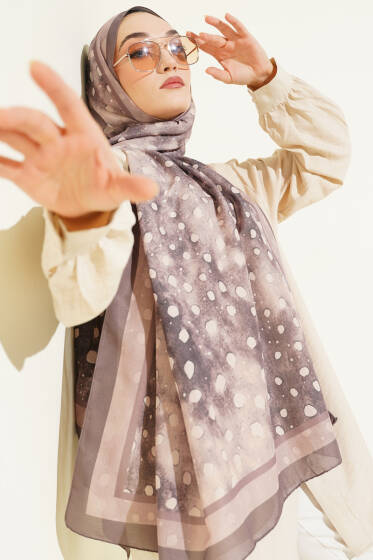 Geyik Desen Lina Şal Vizon - Başörtüsü