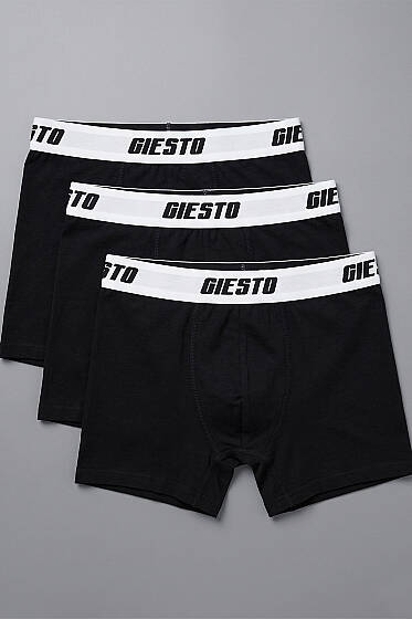 Giesto 3'lü Likralı Erkek Boxer Siyah - Erkek Boxer