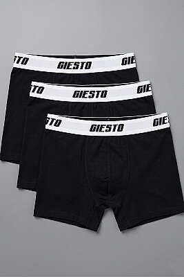 Giesto 3'lü Likralı Erkek Boxer Siyah - GİESTO