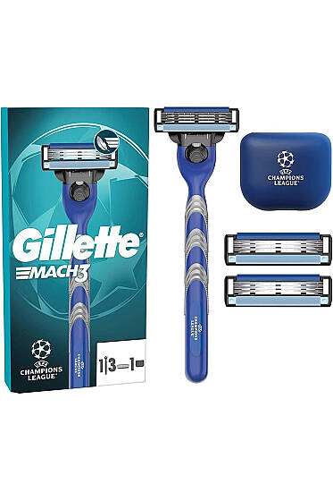 Gillette Mach3 Tıraş Makinesi + Seyahat Kabı + 3 Adet Yedek Başlık - Tıraş Bıçağı