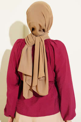 Gipe Yakalı Bel İpli Bluz Bordo - Bluz