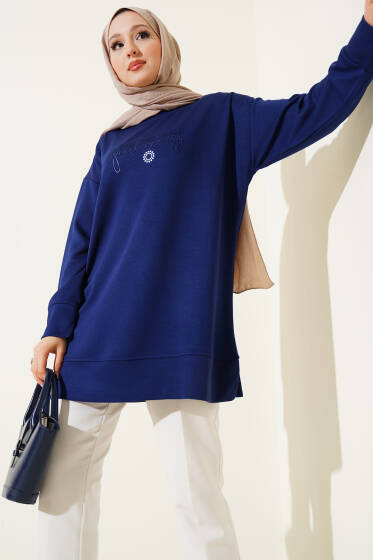 Give This World Baskılı Tunik Lacivert - Tunik