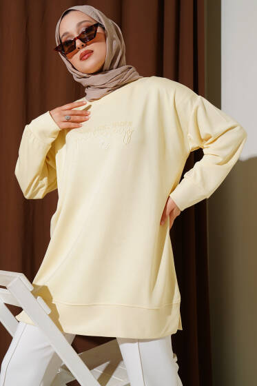 Give This World Baskılı Tunik Sarı - Tunik