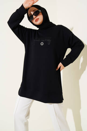 Give This World Baskılı Tunik Siyah - Tunik