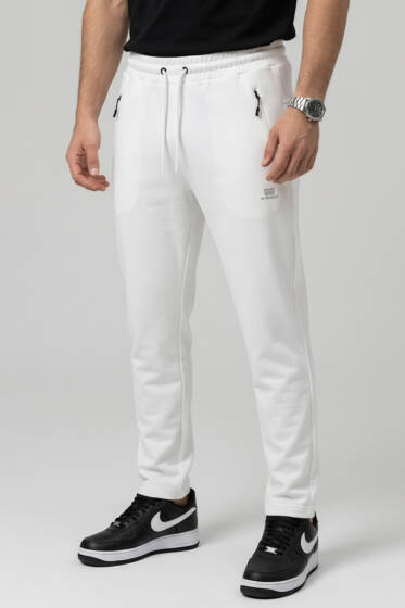 Gizli Cep Bel Lastikli Erkek Eşofman Altı Ekru - Erkek Eşofman Alt