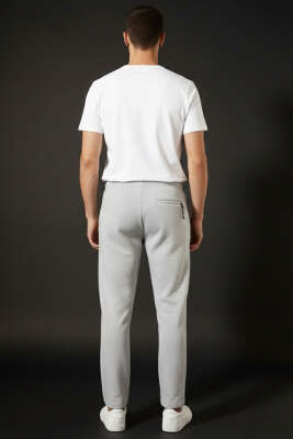 Gizli Cep Bel Lastikli Erkek Eşofman Altı Melanj Gri - Erkek Pantolon