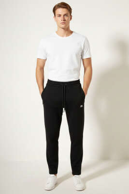 Gizli Cep Bel Lastikli Erkek Eşofman Altı Siyah - Erkek Eşofman Alt