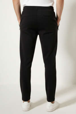 Gizli Cep Bel Lastikli Erkek Eşofman Altı Siyah - Erkek Eşofman Alt