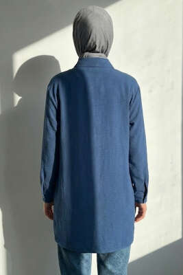 Gizli Düğmeli Ayrobin Gömlek İndigo - Gömlek