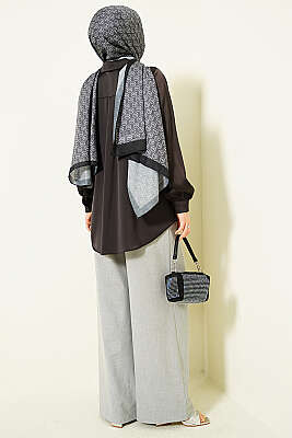 Gizli Düğmeli Basic Saten Gömlek Acı Kahve - Gömlek