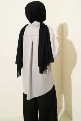 Gizli Düğmeli Basic Saten Gömlek Gri - Gömlek