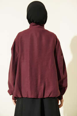 Gizli Düğmeli Modal Bomber Ceket Bordo - Ceket