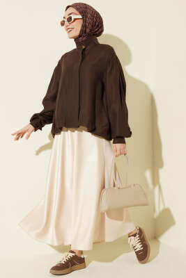 Gizli Düğmeli Modal Bomber Ceket Kahve - Ceket