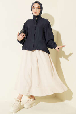 Gizli Düğmeli Modal Bomber Ceket Lacivert - Ceket