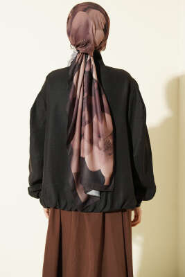 Gizli Düğmeli Modal Bomber Ceket Siyah - Ceket