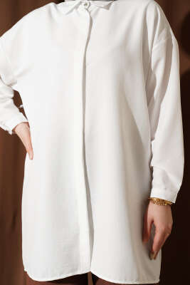 Gizli Düğmeli Modal Gömlek Beyaz - Gömlek