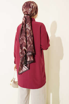 Gizli Düğmeli Modal Gömlek Bordo - Gömlek