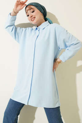 Gizli Düğmeli Modal Gömlek Mavi - FİXAY