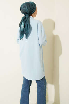 Gizli Düğmeli Modal Gömlek Mavi - Gömlek