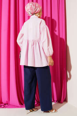 Gizli Düğmeli Top Düğmeli Gömlek Pembe - 300-500 TL Ürünler