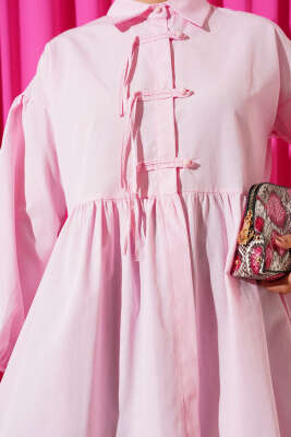 Gizli Düğmeli Top Düğmeli Gömlek Pembe - 300-500 TL Ürünler