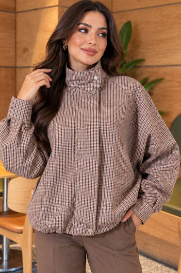 Gizli Fermuarlı Oversize Ceket Bej - Kadın Giyim Modelleri