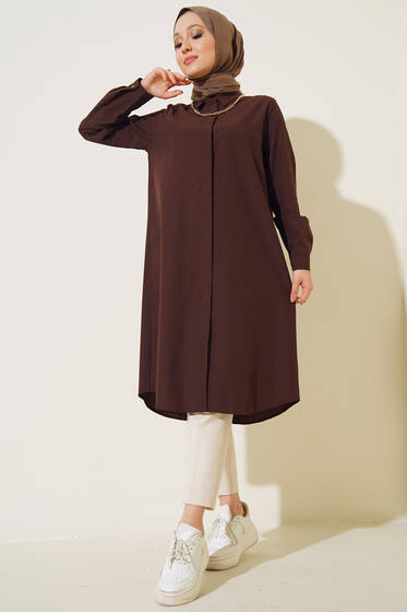 Gizli Pat Gömlek Acı Kahve - Gömlek