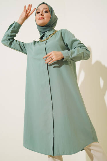 Gizli Pat Gömlek Mint Yeşili - ÇOK SATANLAR